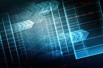 Poster - 2d illustration Abstract futuristic electronic circuit technology background