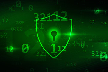 Poster - 2d illustration technology cyber security in shield