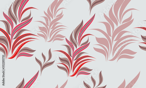 Leaves.Gentle seamless pattern in beige and pink colors.Summer print.Illustra...