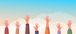 © PrettyVectors - Human people hands in the air concept. Vector flat cartoon graphic design illustration