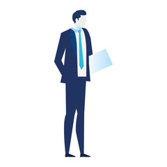 Canvas Print - young businessman, wearing working outfit with paper document vector illustration design