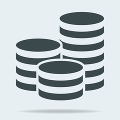 Poster - Coins stack vector illustration. Money stacked coins icon in flat style