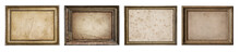 Collection Of Old Wooden Frames With Canvas Isolated On A White Background. Artistic Canvas And Frames Design Element On The Theme Of Art, Creativity, Painting, Photography. 