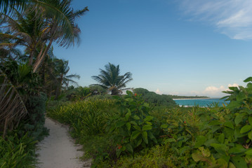 Beautiful beach scene at Xcacel Mexico, Mayan Riviera