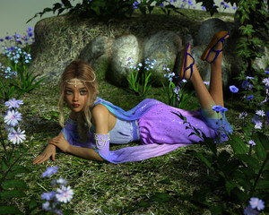 Wall Mural - Forget Me Not, 3d CG