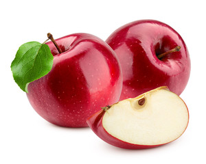 Red apple isolated on white background, clipping path, full depth of field