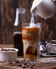 Wall Mural - Cold brew coffee with ice and milk