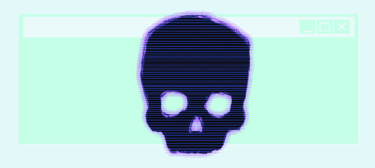 Aufkleber - Alert notification on computer in retro pixel art style. Malware caution concept, fraud internet error, insecure risk dangerous connection, online scam, virus ransomware note.