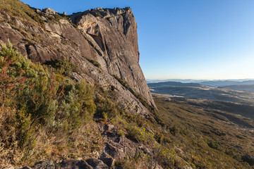 Beautiful mountain valley and granite rock wall Andringitra national park Madagascar