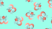 Endless Seamless Pattern Of Beautiful Festive Love Hearts With Bows On A Turquoise Background. Vector Illustration