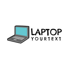 Poster - laptop hand drawn logo design