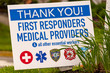 Sign thanking first responders and social workers in Spring Lake, NJ on May 24, 2020.