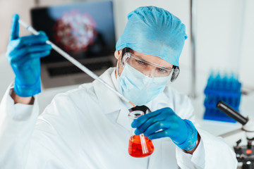 Wall Mural - close up. scientist conducts research in the laboratory.