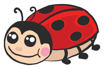 Sticker - Cute ladybug , illustration, vector on white background