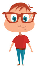 Poster - Boy with big glasses , illustration, vector on white background