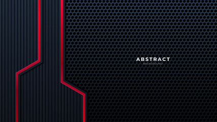 black background with glossy red line  futuristic wallpaper technology  can be used for backgrounds  banner  landing page  flyer. vector.