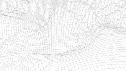 Poster - Computer generated a checkered surface. 3D rendering of a wave retro background.