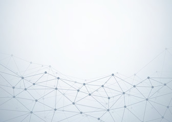 Poster - Abstract gray background with connecting dots and lines. Data and technology graphic design. Network connection concept