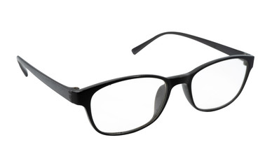 Black eyeglass isolate on white background with clipping path.