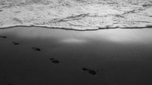 Footprints On Wet Sand