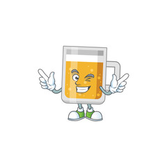 Wall Mural - Cartoon drawing concept of glass of beer showing cute wink eye