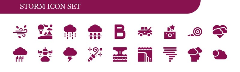 Poster - Modern Simple Set of storm Vector filled Icons