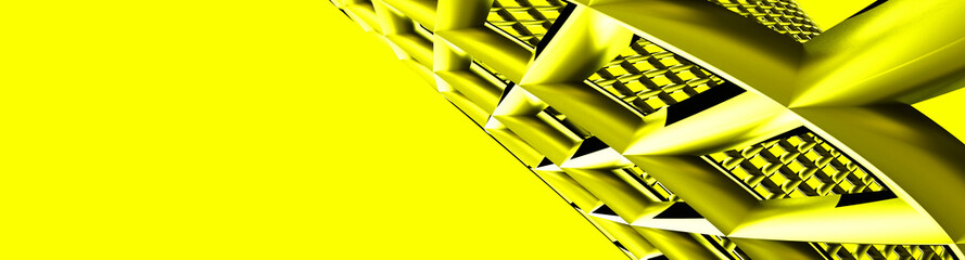 Poster - 3d ILLUSTRATION, of yellow abstract mesh design background, triangular texture, wide panoramic for wallpaper, 3d yellow background mesh and net design