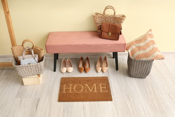 Poster - Modern hall with door mat on floor