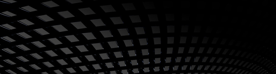 Poster - 3d ILLUSTRATION, of black abstract mesh design background, triangular texture, wide panoramic for wallpaper, 3d black background mesh and net design