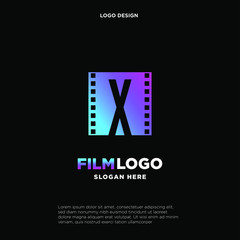 Letter X initial logo for Cinema film and videography design template