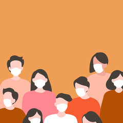 Wall Mural - Group of people wearing face masks against covid-19 vector