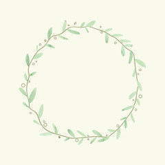 Sticker - Green wreath on light green background vector