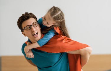 Poster - Girl and daddy in Superhero costume