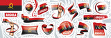 Fototapeta Młodzieżowe - Vector set of the national flag of Angola in various creative designs