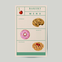 Wall Mural - Bakery menu on a brown paper vector
