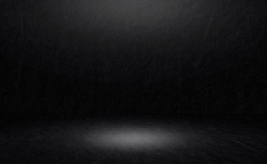 Wall Mural - black room rough concrete wall texture. textured cement plaster surface . dark grunge room backgroun