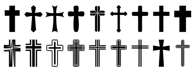 Wall Mural - Christian Cross icons set. Vector christian cross icon