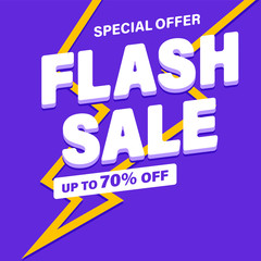 Canvas Print - Flash Sale banner, special offer and sale. Shop now or this weekend only. Up to 50 or 60 or 70 off. Discount, mega sale. Vector illustration.