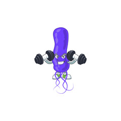 Sticker - Caricature picture of blue spirila exercising with barbells on gym