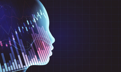 Poster - Head outline with forex chart