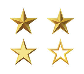 vector 3d render, isolated gold star on a white background. golden emblem of victory. symbol of best
