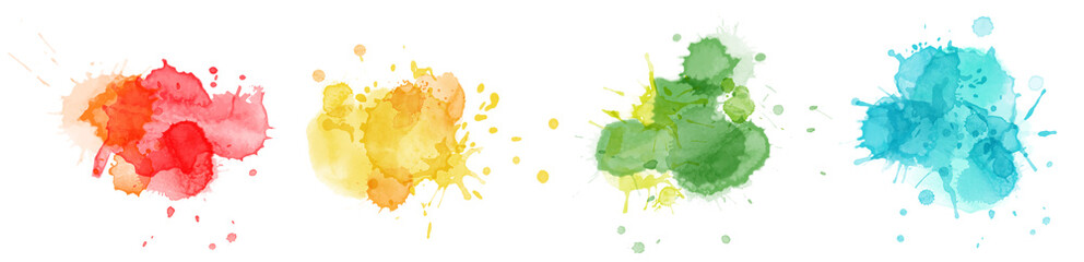 Color splashing hand drawn watercolor bright set