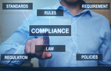 Wall Mural - businessman pointing compliance business concept.