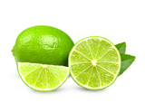 Fototapeta Nowy Jork - Lime. Fresh fruit with leaf isolated on white background.