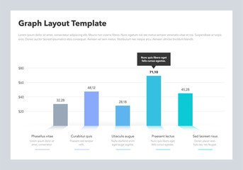 Leinwandbilder - Modern business graph layout template with place for your content. Flat design, easy to use for your website or presentation.