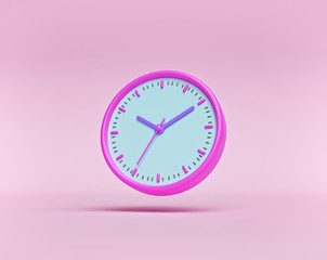 Aufkleber - concept of time. analog clock on pastel pink background. minimal design for banner, flyer, poster, web site. 3d rendering