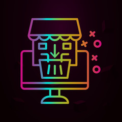 Poster - Computer shop basket shopping nolan icon Simple thin line, outline vector of Online shopping icons for ui and ux, website or mobile application