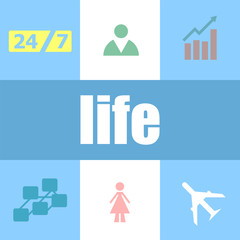 Poster - life word. social concept . can be used for workflow layout, diagram, business step options, banner