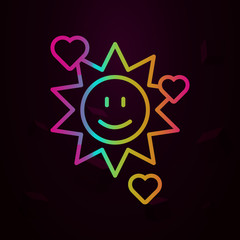 Poster - Sun smile hearts nolan icon Simple thin line, outline vector of Peace day icons for ui and ux, website or mobile application