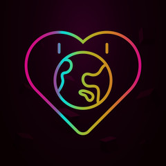 Aufkleber - Love heart earth nolan icon Simple thin line, outline vector of Peace day icons for ui and ux, website or mobile application